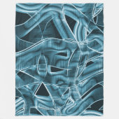 青い曲線の重なり合う帯がハイライト表示されたレリーフ、 浮き彫り フリースブランケット (正面)