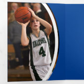 青い曲線フレーム3枚の写真卒業 三つ折り招待状 (内部最初)