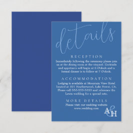 青い書道のエレガントスクリプトウェディングRSVPカード エンクロージャーカード