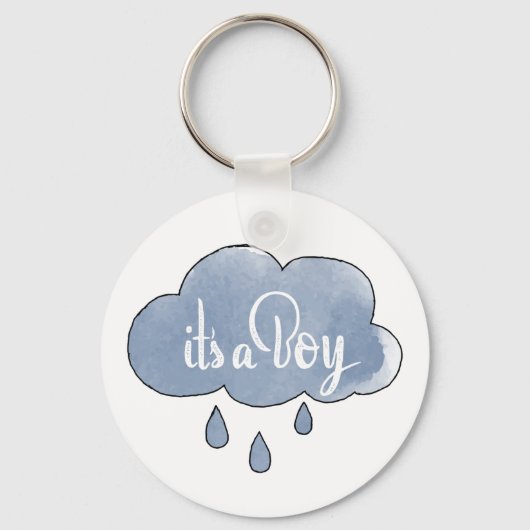 青い書道の少年アートだ キーホルダー (正面)