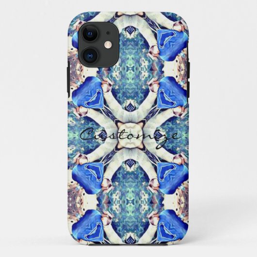 青い曼荼羅のハートパターンThunder_Cove Case-Mate iPhoneケース (裏面)