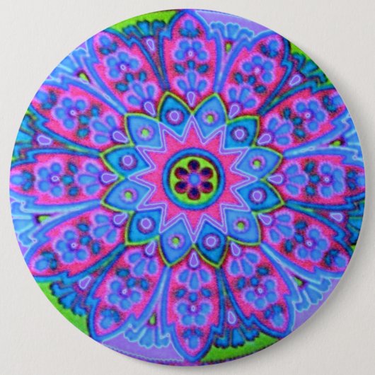 青い曼荼羅のファッションボタンのジュエリーのブローチPin 缶バッジ (正面)