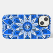 青い曼荼羅 iPhoneケース (裏面横)