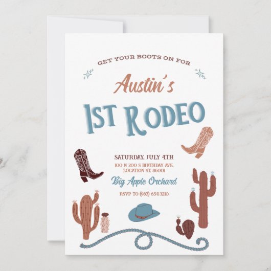青い最初のロデオ 招待状 (正面)