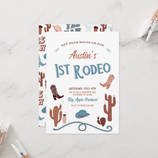 青い最初のロデオ 招待状 (正面/裏面インサイチュ)