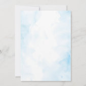 青い最初の聖体拝領の少年が祈る銀の十字架 招待状 (裏面)