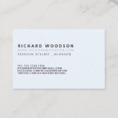 青い最小主義のクラシックな専門のモダン 名刺 (裏面)