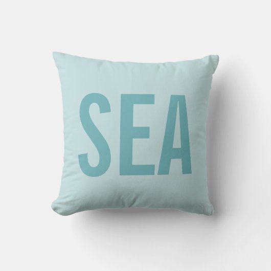 青い最小主義のモダンな海/ビーチの枕 クッション (正面)