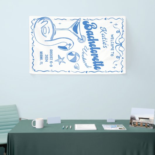 青い最後の乾杯ビーチ独身最後の週末バナー 横断幕 (トレードショー)