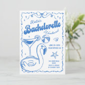 青い最後の乾杯 ビーチでの花嫁の最後の週末 招待状 (スタンド正面)