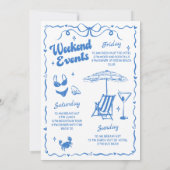 青い最後の乾杯 ビーチでの花嫁の最後の週末 招待状 (裏面)