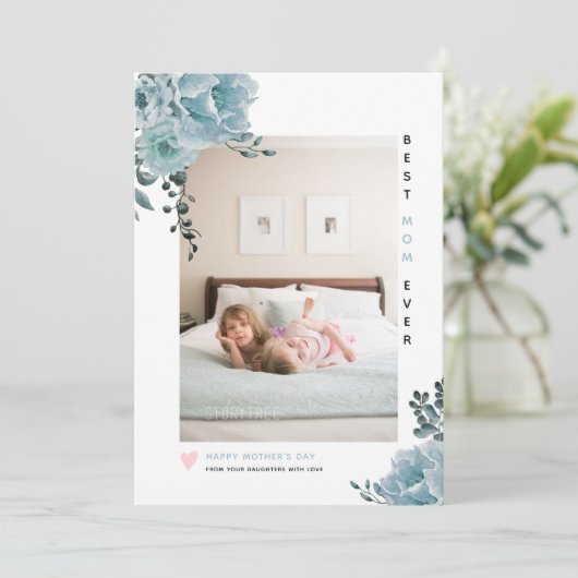 青い最高の花母の日の写真 シーズンカード (スタンド正面)