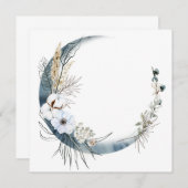 青い月が咲く花のフレームの招待状 招待状 (正面/裏面)