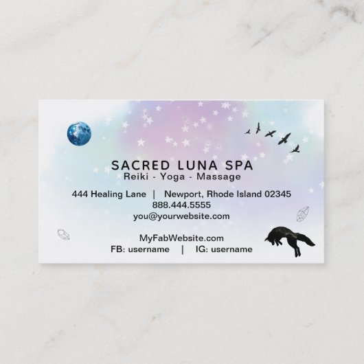 *~*青い月が松の木のコズミックレインボー 名刺 (裏面)