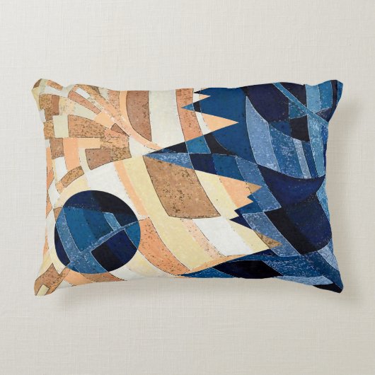 青い月と山のテクスチャルアクセント枕 アクセントクッション (正面)