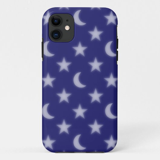青い月と星パターン Case-Mate iPhoneケース (裏面)