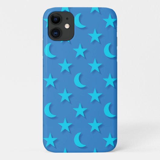 青い月と星パターン Case-Mate iPhoneケース (裏面)