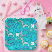 青い月と雲の模様 ペーパープレート (パーティー)