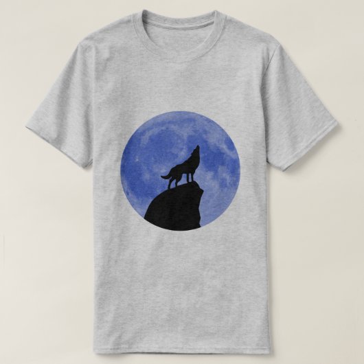 青い月に吠える狼 Tシャツ (デザイン正面)