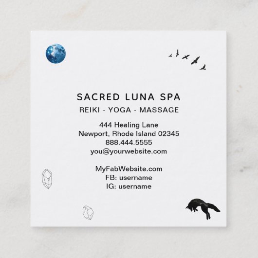 *～*青い月のキツネ（松の木） スクエア名刺 (裏面)