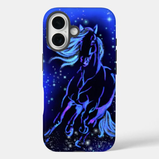 青い月の光を浴びて走る馬のiPhoneケース Case-Mate iPhoneケース (裏面)