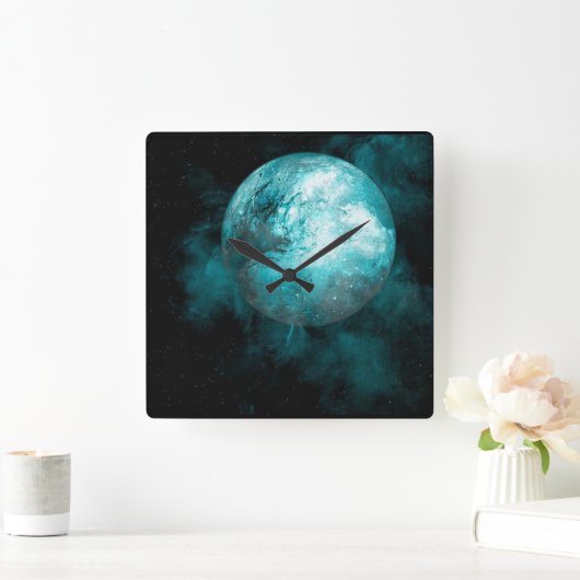 青い月の時計に一度 スクエア壁時計 (ホーム)