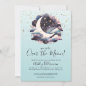 青い月を超えたベイビーシャワー 招待状 (正面)