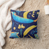 「青い月猿とキャンディバナナ」 クッション (ブランケット)