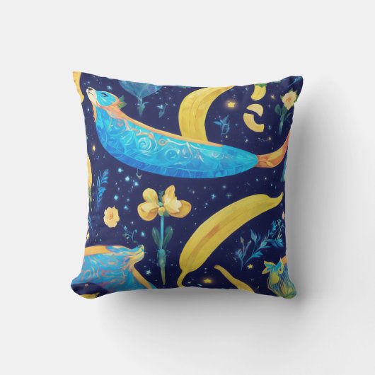 「青い月猿とキャンディバナナ」 クッション (正面)