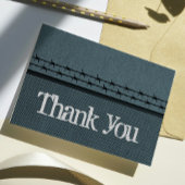 青い有刺鉄線の塀のバイクもしくは自転車に乗る人のサンキューカード サンキューカード