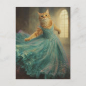 青い服と踊りの猫 ポストカード (正面)