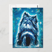 青い服の子犬ちゃん ポストカード (正面/裏面)