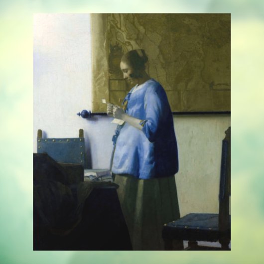 青い服の手紙を読む女性 - ヨハネス・フェルメール ウィンドウサイン (シート3)