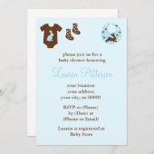 青い服の男の子ベビーシャワー 招待状 (正面/裏面)