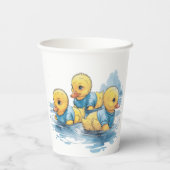 青い服を着たかわいいゴムアヒル 紙コップ (裏面)