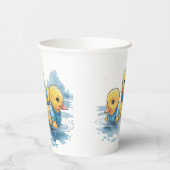 青い服を着たかわいいゴムアヒル 紙コップ (左)