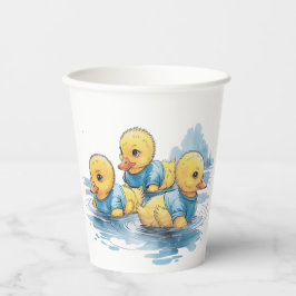 青い服を着たかわいいゴムアヒル 紙コップ