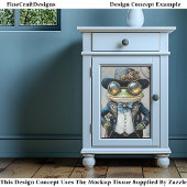 青い服を着たステームパンクガエルR6Hデコペ 薄葉紙