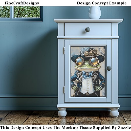 青い服を着たステームパンクガエルR6Hデコペ 薄葉紙