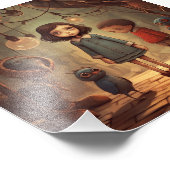 青い服を着た女の子が男の子と並んでいる フォトプリント            (角)