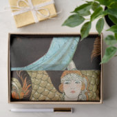 青い服を着た女性 薄葉紙 (ギフト)