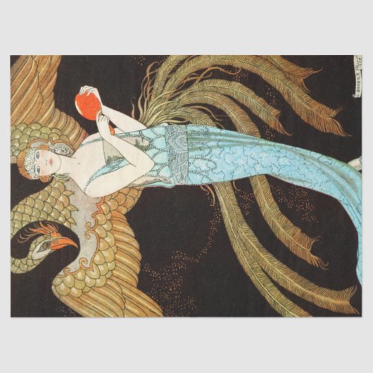 青い服を着た女性 薄葉紙 (正面)