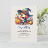 青い服を着た小さくてかわいい魔女、ハロウィン 招待状 (スタンド正面)