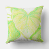 青い朝顔(葉の詳細と) クッション (裏面)