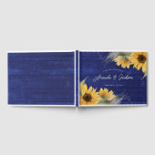 青い木々の素朴なヒマワリ結婚の花 ゲストブック (全面)