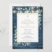 青い木が緑の最初の聖餐式を点灯 招待状 (正面)