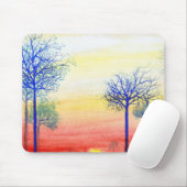 青い木との日没 マウスパッド (マウス)