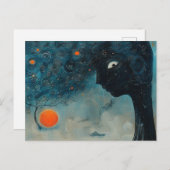 青い木と顔 ポストカード (正面/裏面)