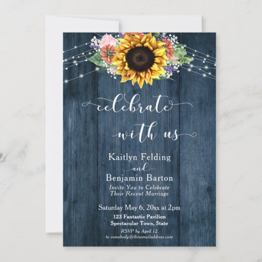 青い木のひまわりラ祝イと私たち 招待状 (正面)