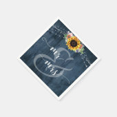 青い木のひまわり明かりミセス スタンダードカクテルナプキン (角)